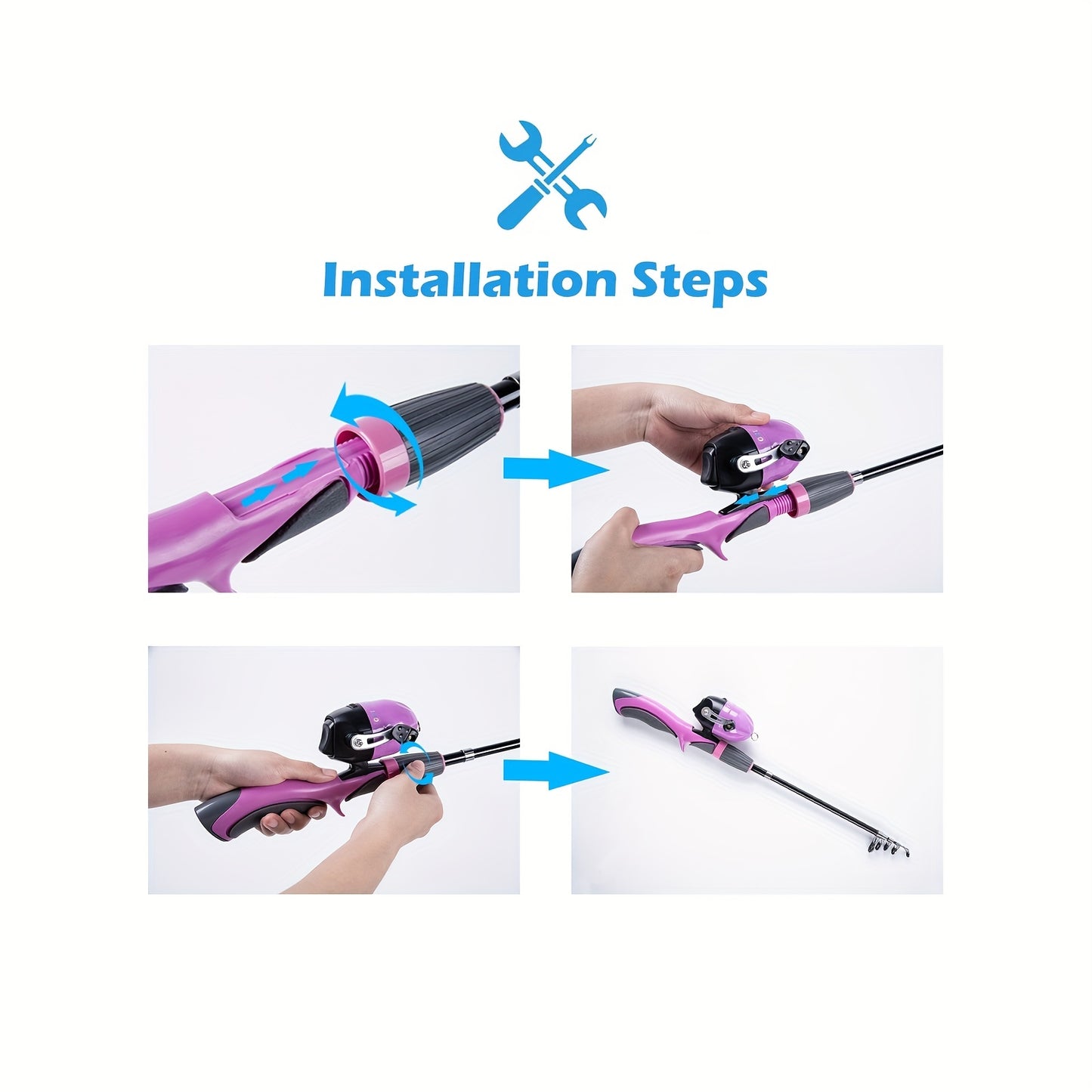 Kit combinado de vara de pesca telescópica portátil e carretel - 130 cm, isca incluída