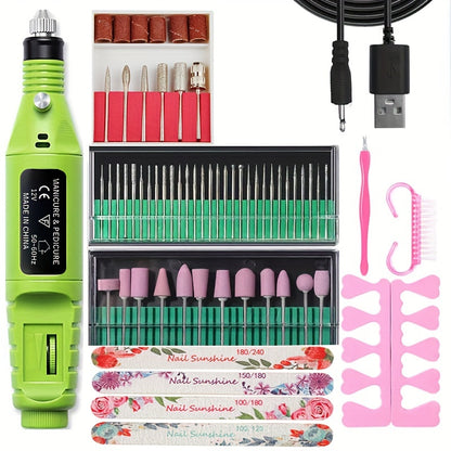 High-Power Cordless Nail Drill Machine - Effortless Gel & Acrylic Nail Polisher - Rechargeable Efile Kit with Variable Speed & Professional Bits for Salon-Quality Manicures at Home - Complete, Safe & Versatile