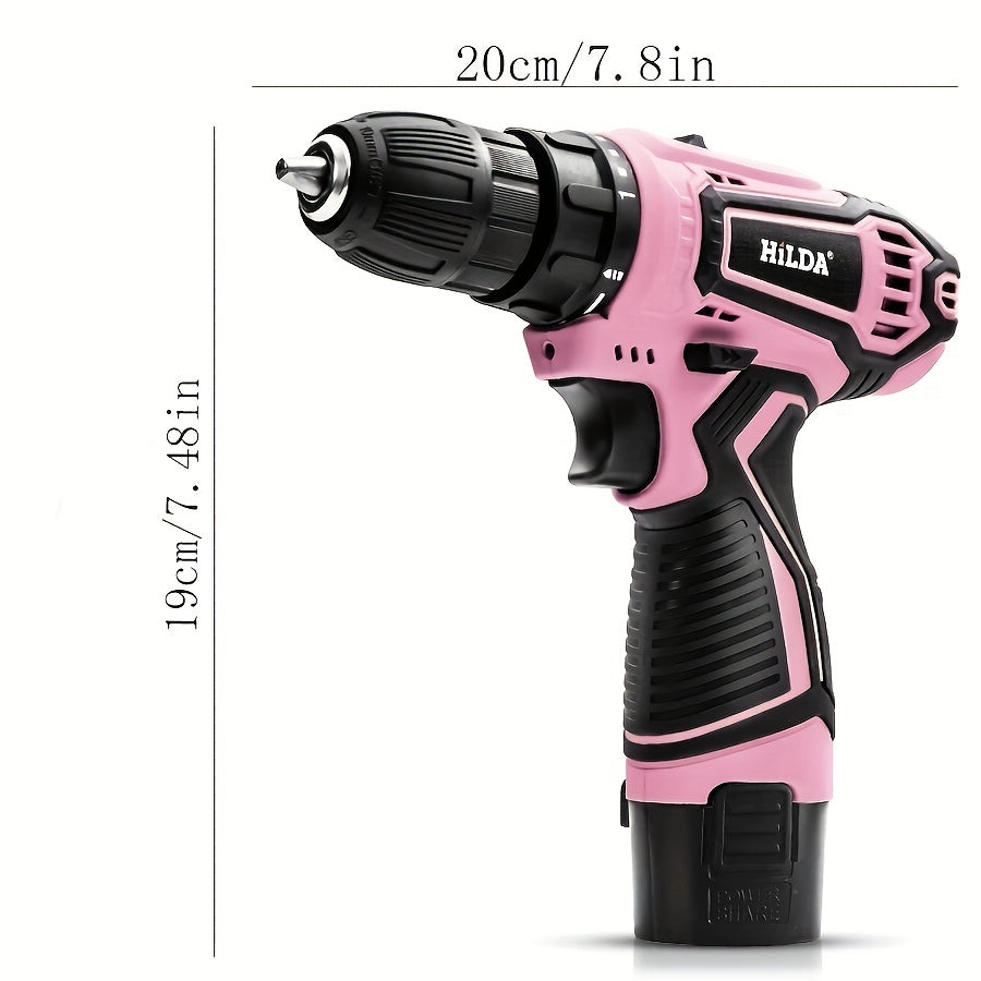 Conjunto de furadeira e parafusadeira sem fio rosa 12 V,
