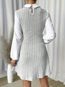 Vestido casual em formato de A, de malha, com costura colorida