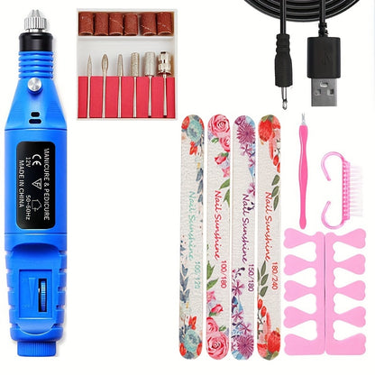 High-Power Cordless Nail Drill Machine - Effortless Gel & Acrylic Nail Polisher - Rechargeable Efile Kit with Variable Speed & Professional Bits for Salon-Quality Manicures at Home - Complete, Safe & Versatile