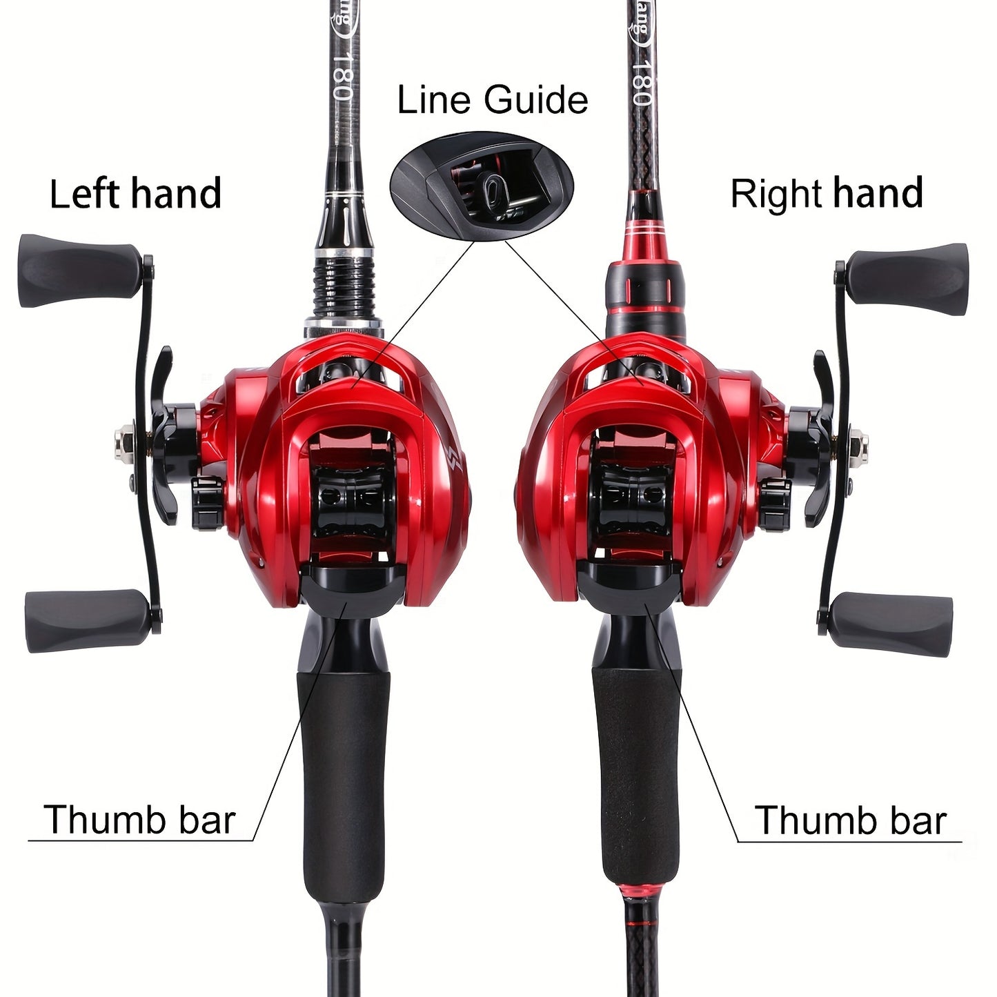 Conjunto de vara e carretilha de pesca Sougayilang Baitcasting - Vara de carbono de 1,8 m/5,9 pés com carretilha ultraleve - Perfeito para viagens, pesca em água salgada e doce