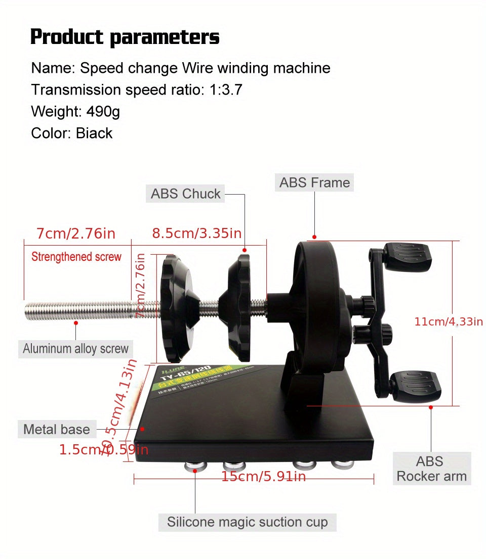 Enrolador de linha de pesca Easy Spool com estação de enrolamento de carretel giratorio