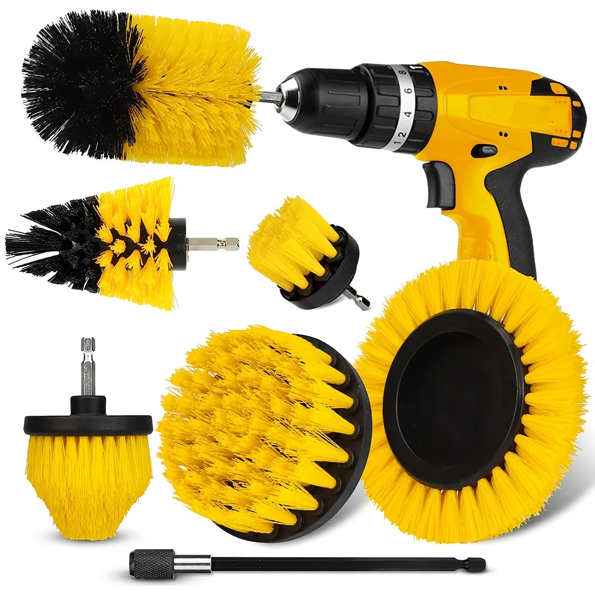 Conjunto de 7 peças de escovas para furadeira, kit de ferramentas de limpeza