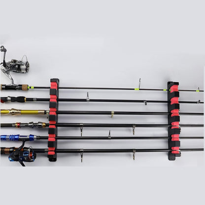 Suporte para varas de pescar de parede com capacidade para 6 varas