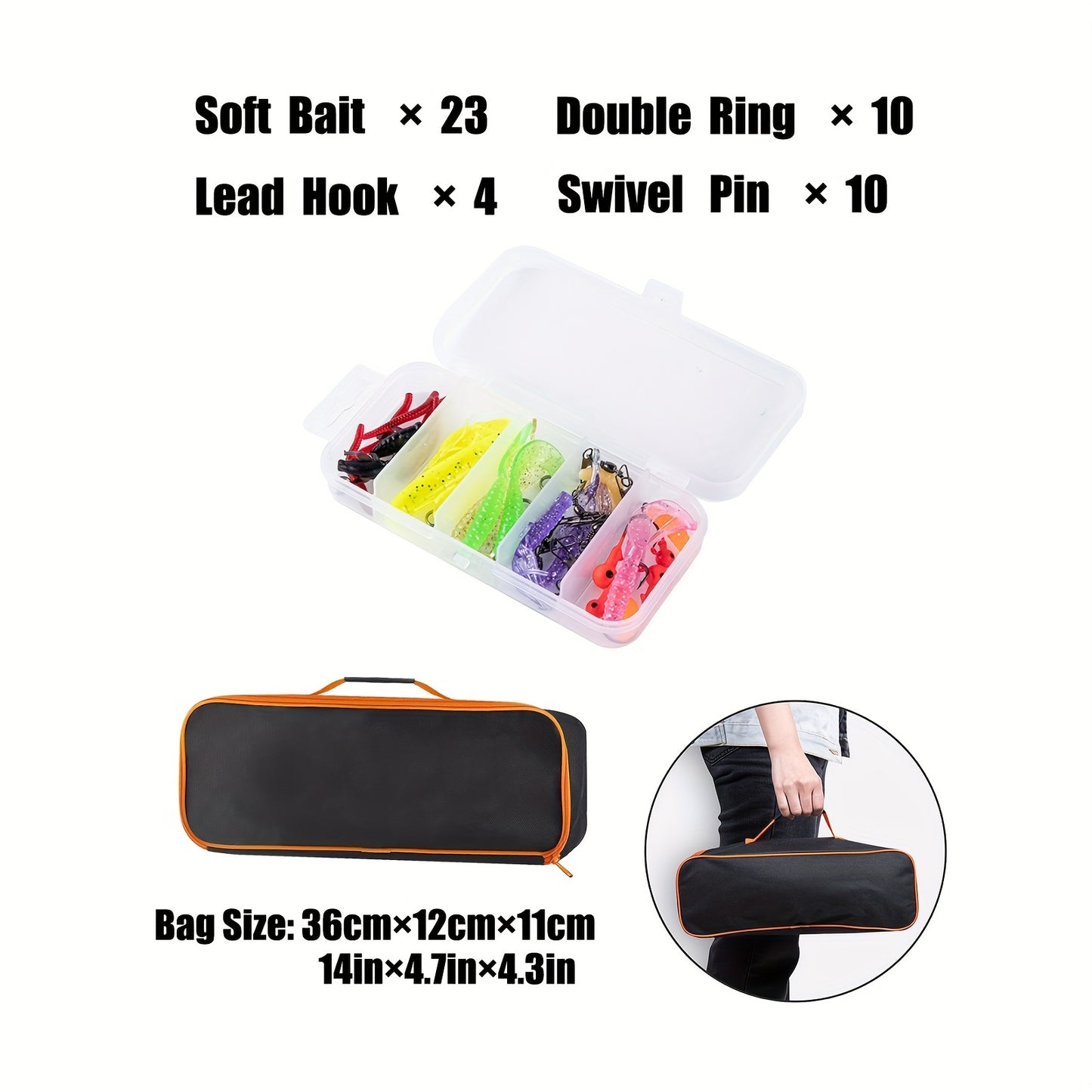 Kit combinado de vara de pesca telescópica portátil e carretel - 130 cm, isca incluída