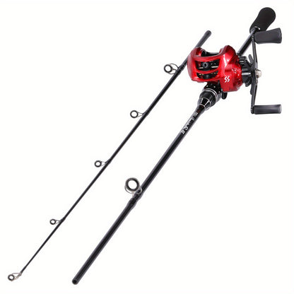 Conjunto de vara e carretilha de pesca Sougayilang Baitcasting - Vara de carbono de 1,8 m/5,9 pés com carretilha ultraleve - Perfeito para viagens, pesca em água salgada e doce