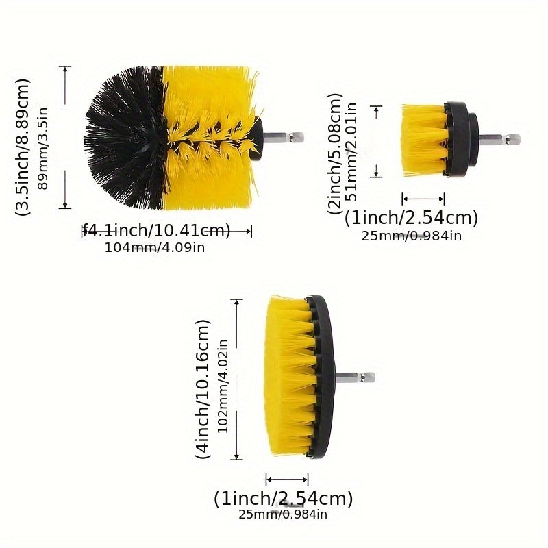 Conjunto de 3 acessórios para escova ,kit de ferramentas para escova de lavagem