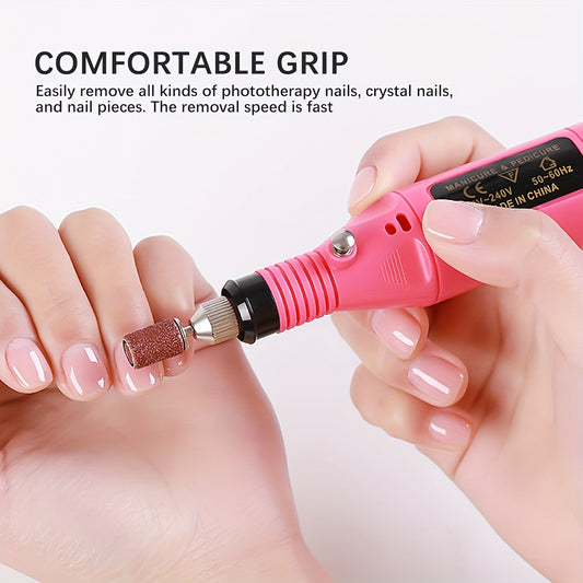 High-Power Cordless Nail Drill Machine - Effortless Gel & Acrylic Nail Polisher - Rechargeable Efile Kit with Variable Speed & Professional Bits for Salon-Quality Manicures at Home - Complete, Safe & Versatile