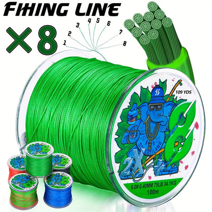 Linha de pesca trançada de PE super-forte com 8 fios