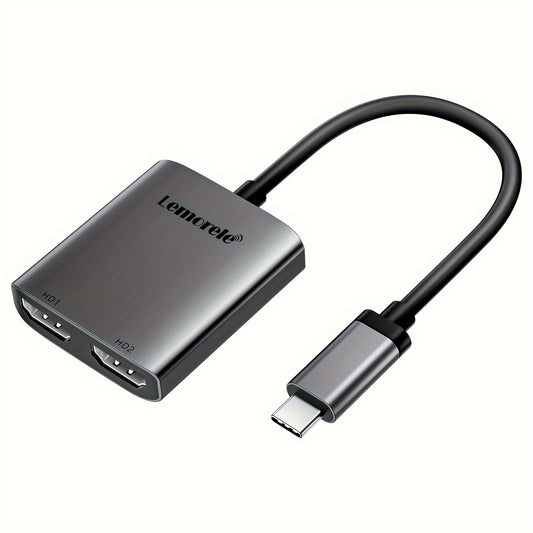 Hub adaptador HDMI duplo 4K 60 Hz com 2 portas USB.
