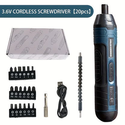 Conjunto de chaves de fenda elétricas sem fio de lítio de 3,6 V.
