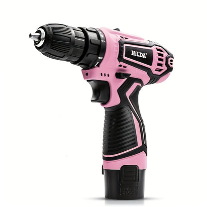 Conjunto de furadeira e parafusadeira sem fio rosa 12 V,