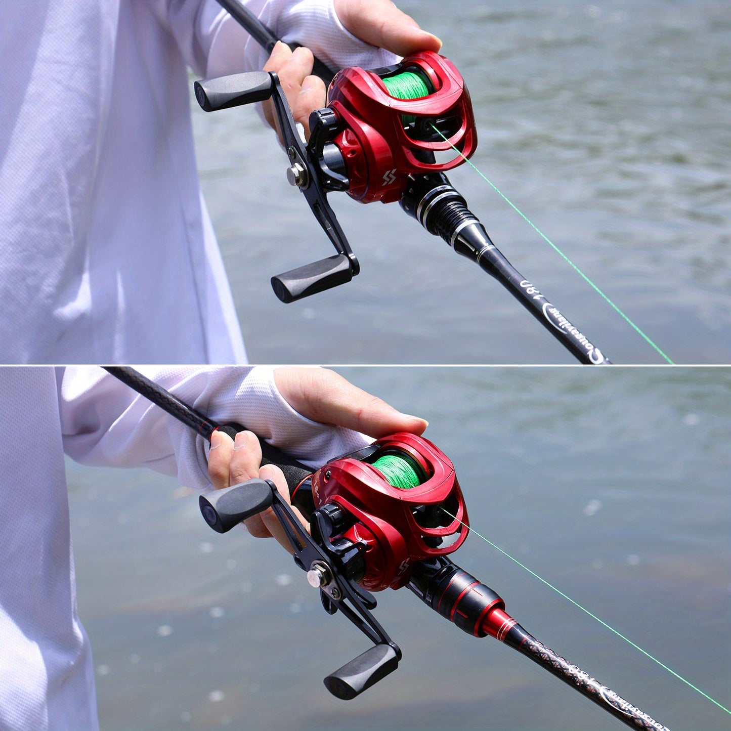 Conjunto de vara e carretilha de pesca Sougayilang Baitcasting - Vara de carbono de 1,8 m/5,9 pés com carretilha ultraleve - Perfeito para viagens, pesca em água salgada e doce