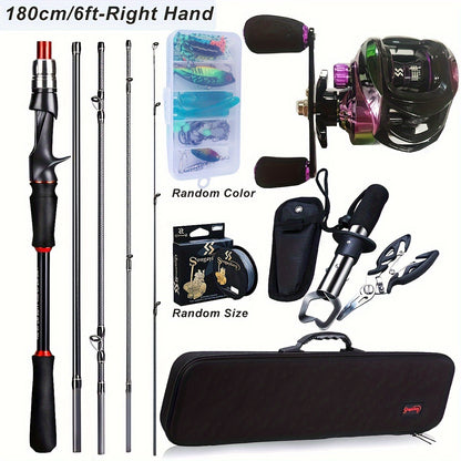 Sougayilang [Estilo Básico] Conjunto de Equipamentos de Pesca, Incluindo Vara de Pesca de Fibra de Carbono de 1,8 m e 5 Seções, Molinete Colorido com Relação de Engrenagem 7.2, Linha de Pesca, Isca de Pesca e Outros Acessórios