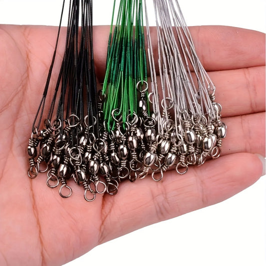 50/100pcs Linha de pesca de aço durável anti-mordida, peças e giratória