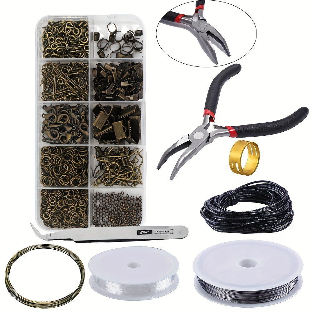 Kit para iniciantes em fabricação de joias com 900 peças, brincos, colares, ETC...