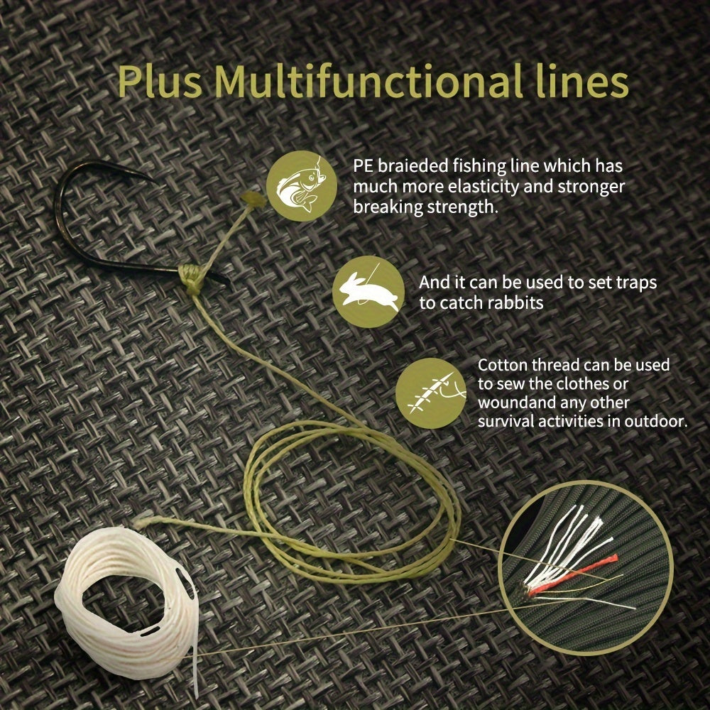Corda multiuso de 7 fios de 100 pés/1220,47 pol. com cordão de fogo, linha de pesca