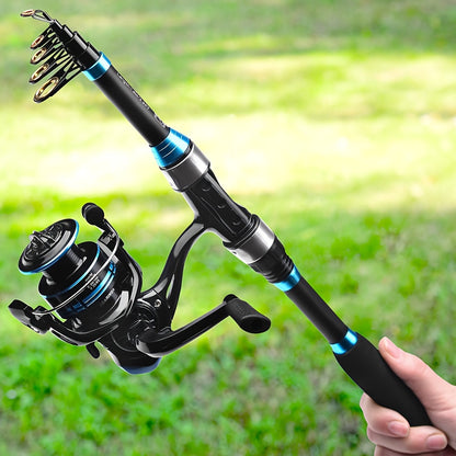 conjunto de vara e carretel telescópicos para pesca marítima de longa distância