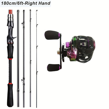Sougayilang [Estilo Básico] Conjunto de Equipamentos de Pesca, Incluindo Vara de Pesca de Fibra de Carbono de 1,8 m e 5 Seções, Molinete Colorido com Relação de Engrenagem 7.2, Linha de Pesca, Isca de Pesca e Outros Acessórios