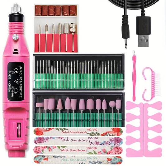 High-Power Cordless Nail Drill Machine - Effortless Gel & Acrylic Nail Polisher - Rechargeable Efile Kit with Variable Speed & Professional Bits for Salon-Quality Manicures at Home - Complete, Safe & Versatile