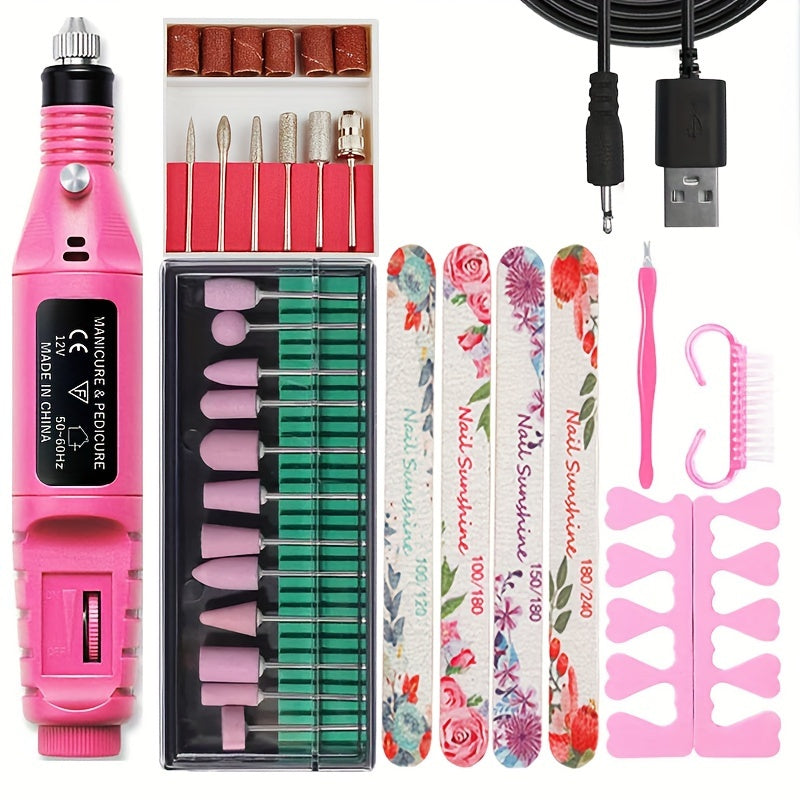 High-Power Cordless Nail Drill Machine - Effortless Gel & Acrylic Nail Polisher - Rechargeable Efile Kit with Variable Speed & Professional Bits for Salon-Quality Manicures at Home - Complete, Safe & Versatile