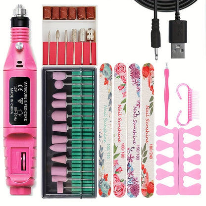 High-Power Cordless Nail Drill Machine - Effortless Gel & Acrylic Nail Polisher - Rechargeable Efile Kit with Variable Speed & Professional Bits for Salon-Quality Manicures at Home - Complete, Safe & Versatile