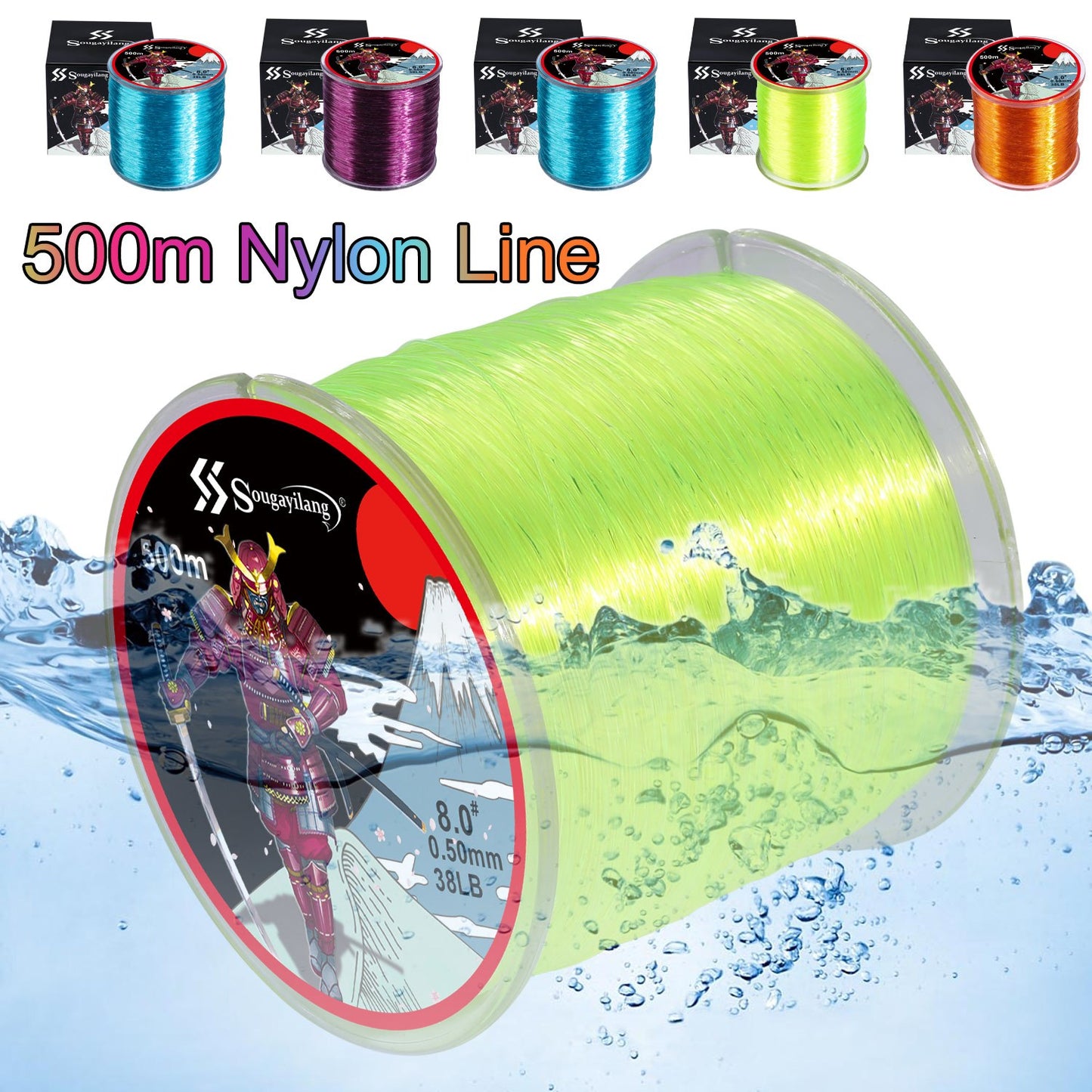 Linha de pesca de nylon monofilamento premium Sougayilang 4X, 500 m/546 jardas,