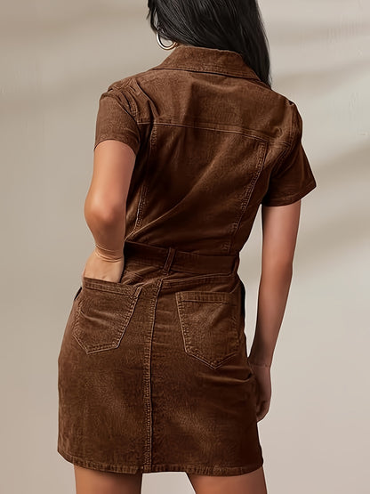 Vestido curto estilo vaqueira, estilosa,Vestidos,de veludo cotelê.