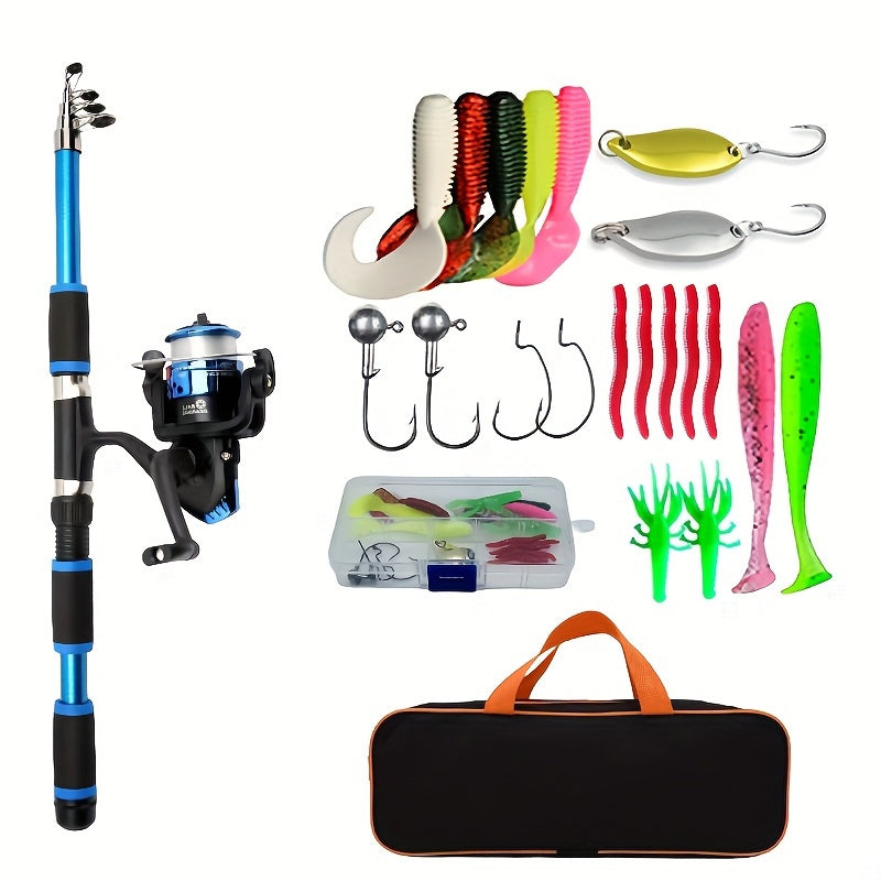 1 conjunto de kit de vara de pesca telescópica premium - portátil, durável e completo..