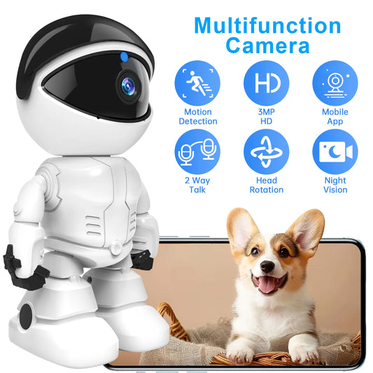 Câmera IP WESECUU Smart Robot 1080P WIFI Robert Network CCTV HD Monitor de bebê Controle remoto Câmera de segurança residencial