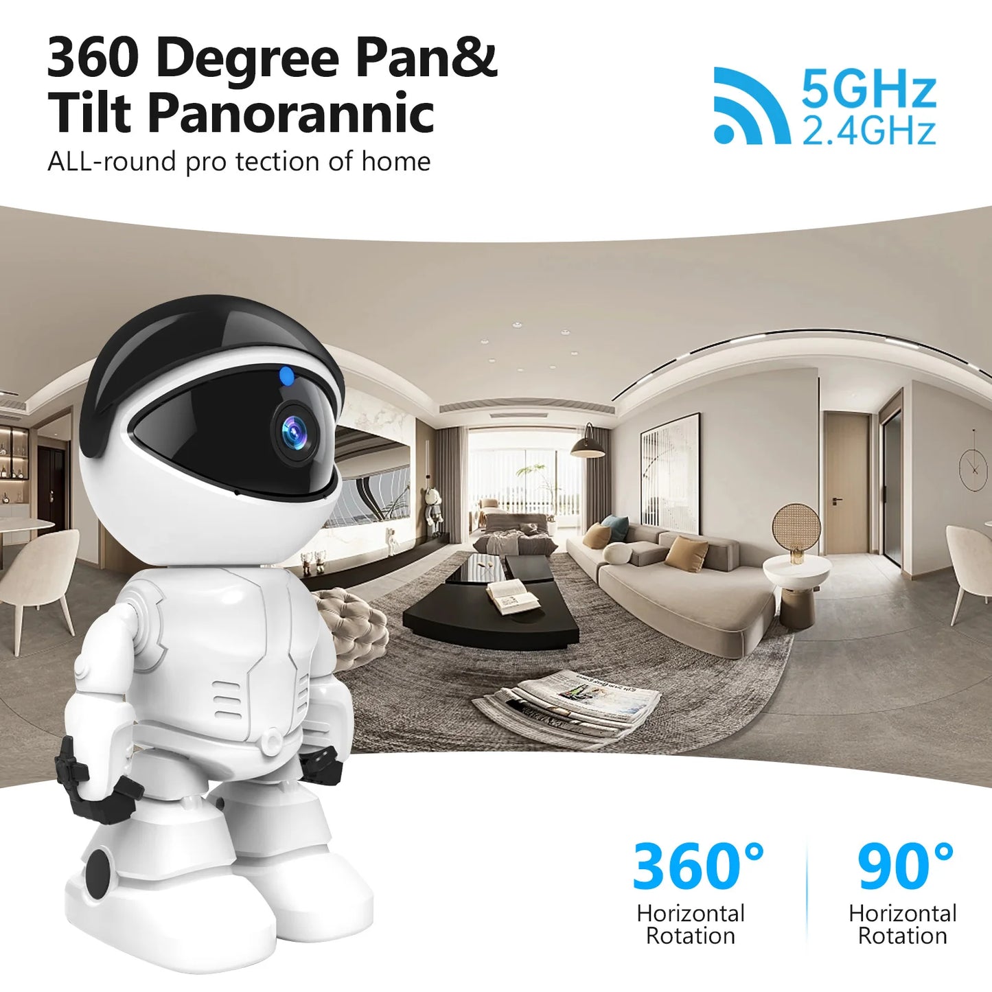 Câmera IP WESECUU Smart Robot 1080P WIFI Robert Network CCTV HD Monitor