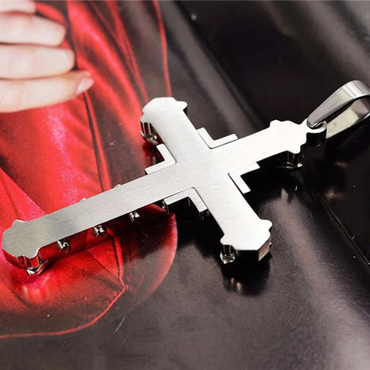 Novo Colar Masculino de Cristal com Pingente de Jesus em Cruz