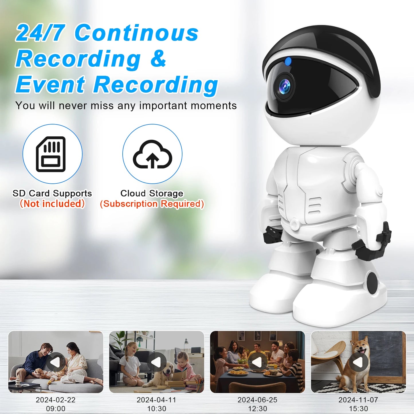 Câmera IP WESECUU Smart Robot 1080P WIFI Robert Network CCTV HD Monitor de bebê Controle remoto Câmera de segurança residencial