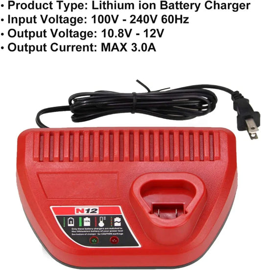 Carregador de substituição compatível com Milwaukee 12V Carregador de bateria.