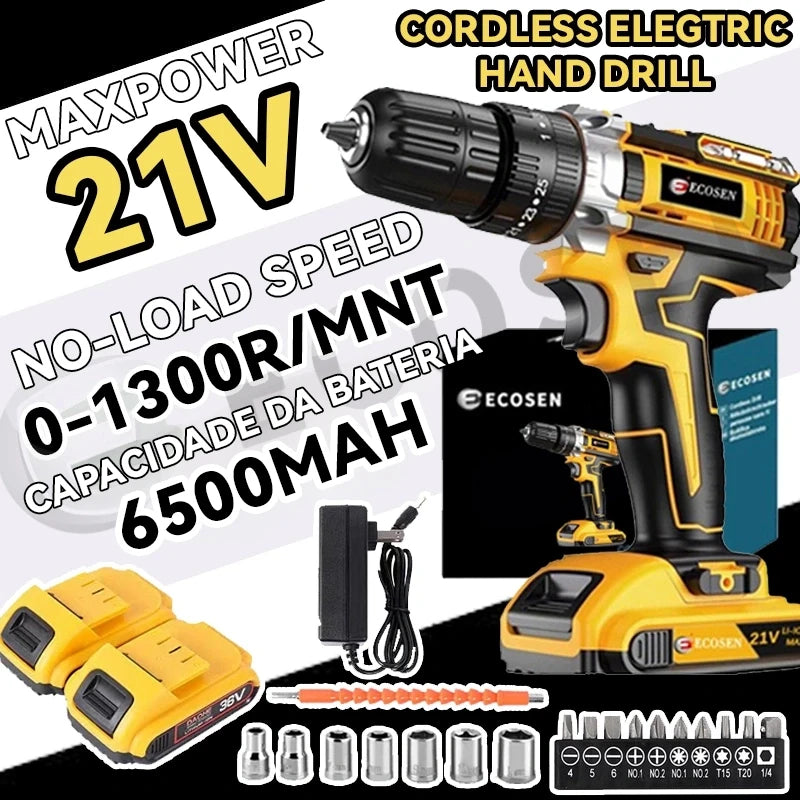 Furadeira Parafusadeira Bivolt C/maleta 2 Bateria  Electric Drill.