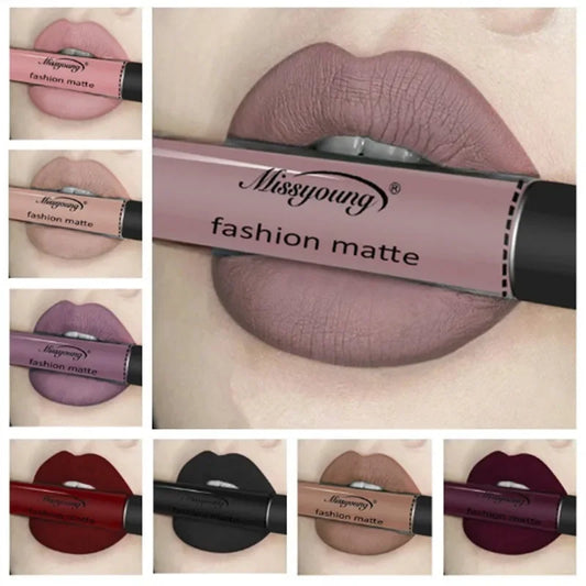 Batom Marrom Nude Chocolate Cor Batom Líquido Brilho Labial.