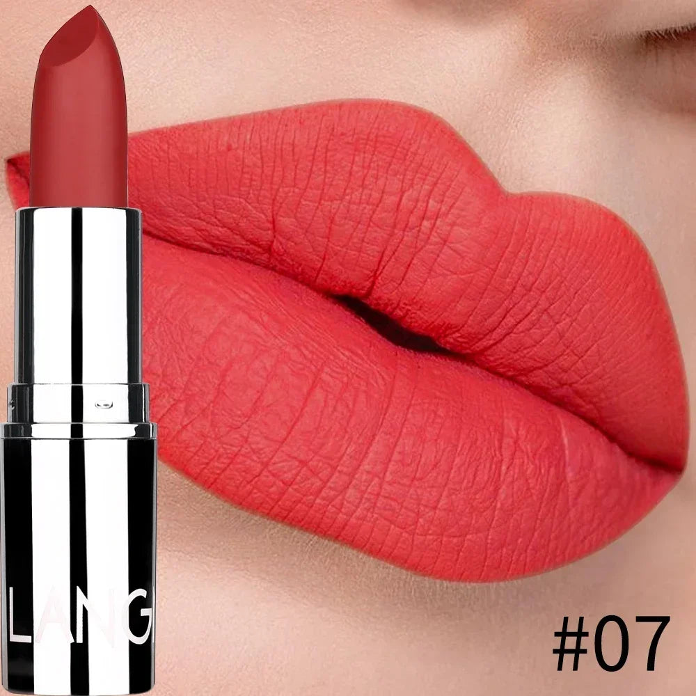 Batom matte bullet de 8 cores, à prova d'água, de veludo, duradouro, fácil de usar.