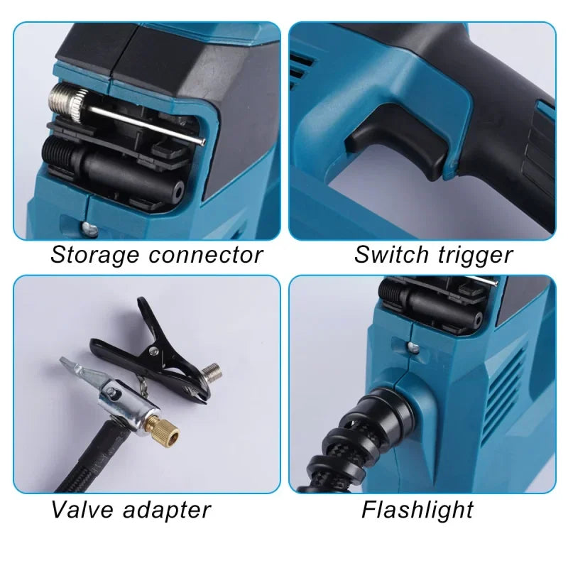 Bomba de compressor de ar para carro Makita, bateria de 18 V.