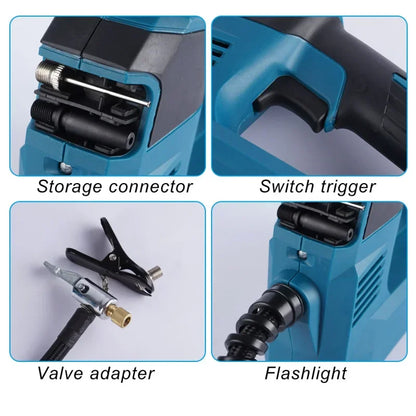 Bomba de compressor de ar para carro Makita, bateria de 18 V.