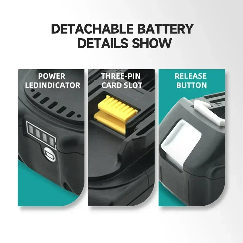 Bateria Makita,de 18 V 6 Ah, com indicador de bateria, bateria recarregável.