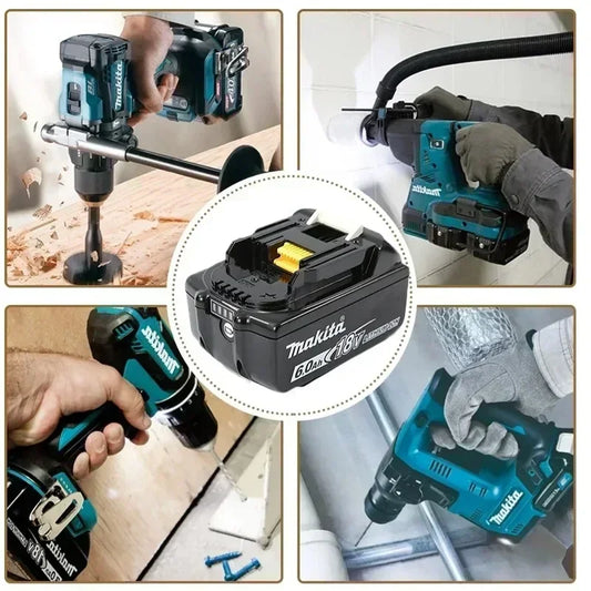 Bateria Makita,de 18 V 6 Ah, com indicador de bateria, bateria recarregável.