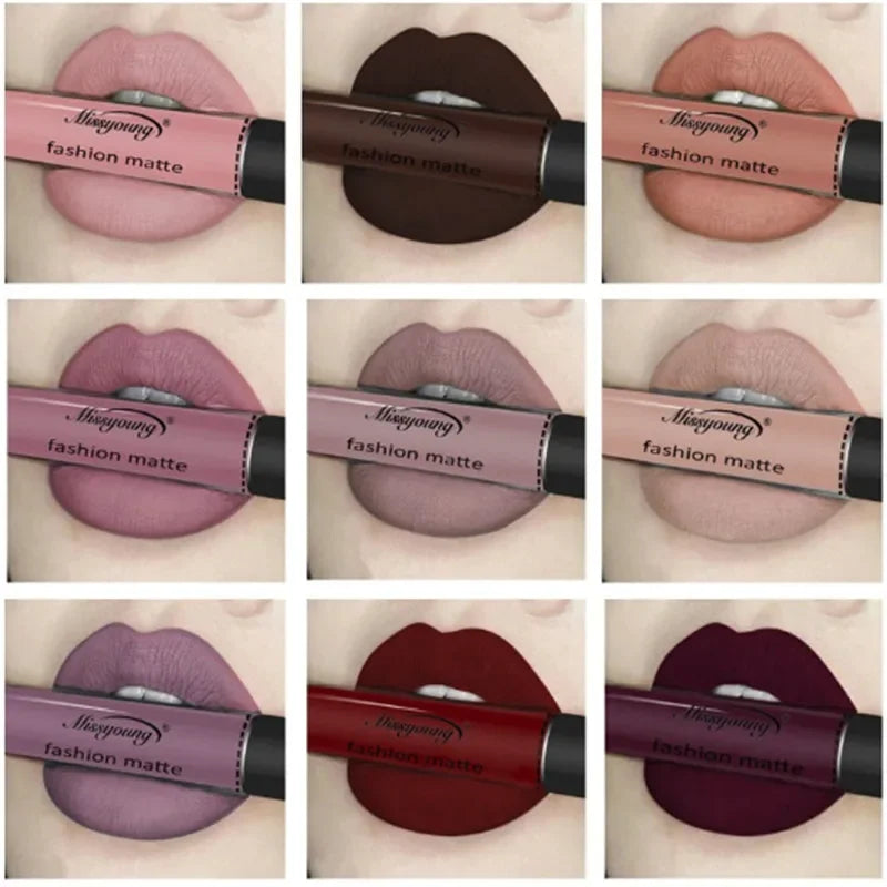 Batom Marrom Nude Chocolate Cor Batom Líquido Brilho Labial.