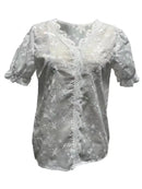 Blusa feminina de renda com decote em v, camisa emendada,tops elegantes.