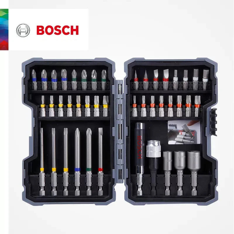 Kit de brocas de chave de fenda Bosch com 43 peças, alta dureza.