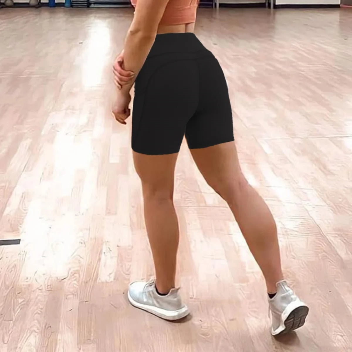 Shorts esportivos respiráveis de verão 2025 para mulheres, fitness, cintura alta,