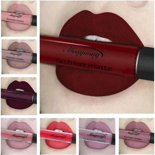 Batom Marrom Nude Chocolate Cor Batom Líquido Brilho Labial.