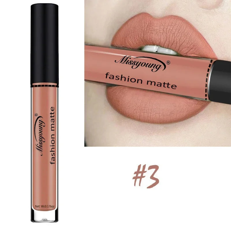 Batom Marrom Nude Chocolate Cor Batom Líquido Brilho Labial.