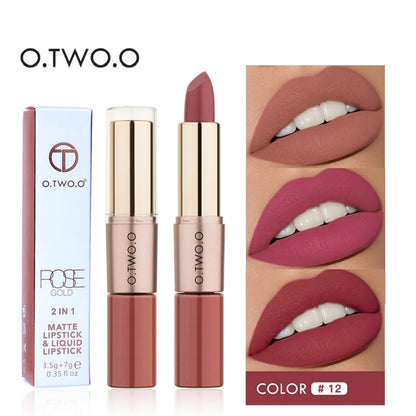 Batom Matte e Batom Líquido 12 Cores Maquiagem Brilho Labial.