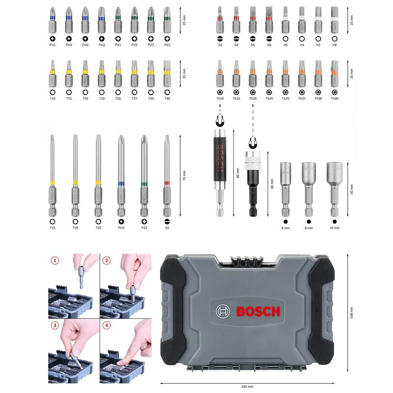 Conjunto de brocaschave de fenda elétrica43 peças, HSS, alta dureza, multifuncionais, PH/PZ.